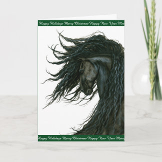 Holiday Horse Greetings Friesian by Bihrle Card