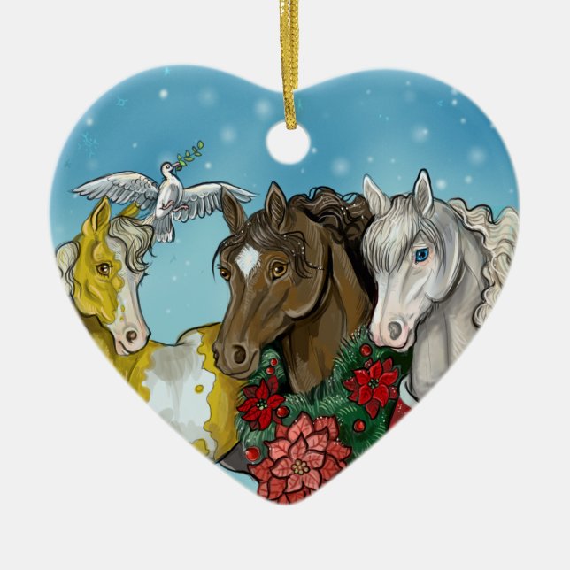 Holiday Horses~horse lover ornament (Front)