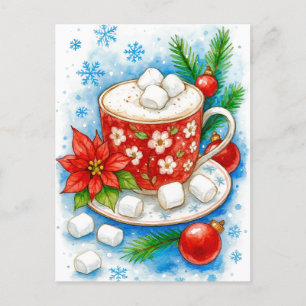 Holiday Hot Cocoa Marshmallows Christmas Postcard