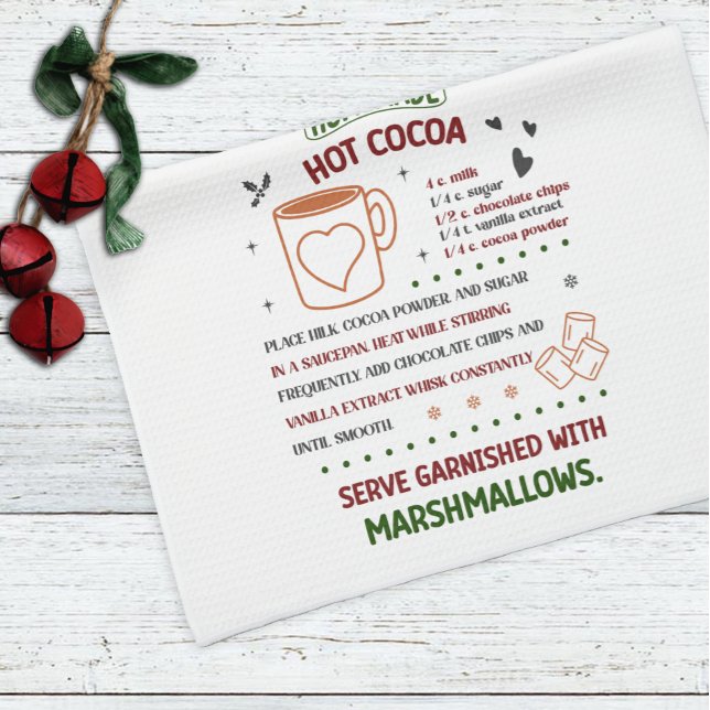 Holiday Hot Cocoa Recipe Christmas Tea Towel (Creator Uploaded)