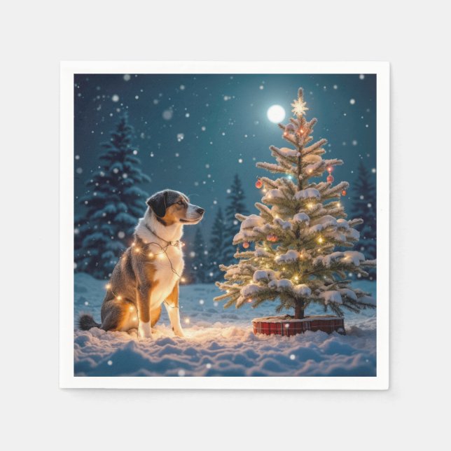 Holiday Hound Tangle In Light String Napkin (Front)