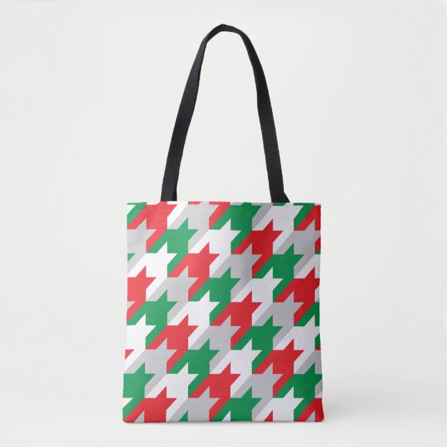 Holiday Houndstooth Tote Bag (Front)