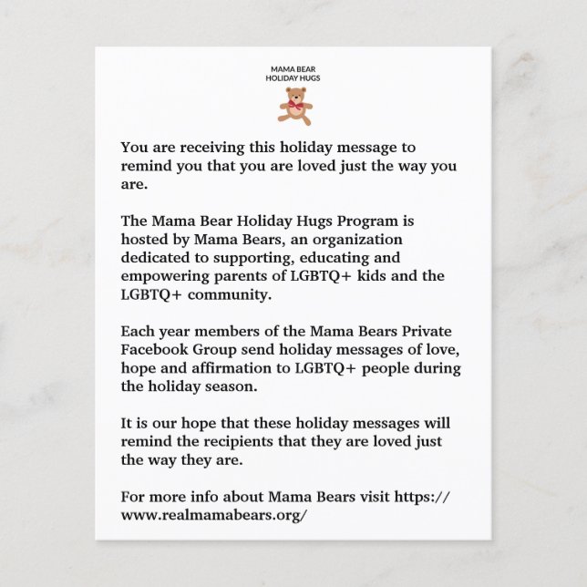 Holiday Hugs Flyer (Front)