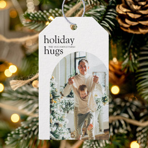 Holiday Hugs Personalised Photo Christmas  Gift Tags