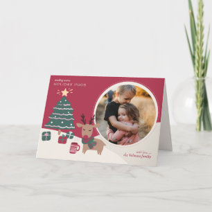 Holiday Hugs Reindeer Family Photo Christmas Card