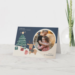 Holiday Hugs Reindeer Family Photo Christmas Card