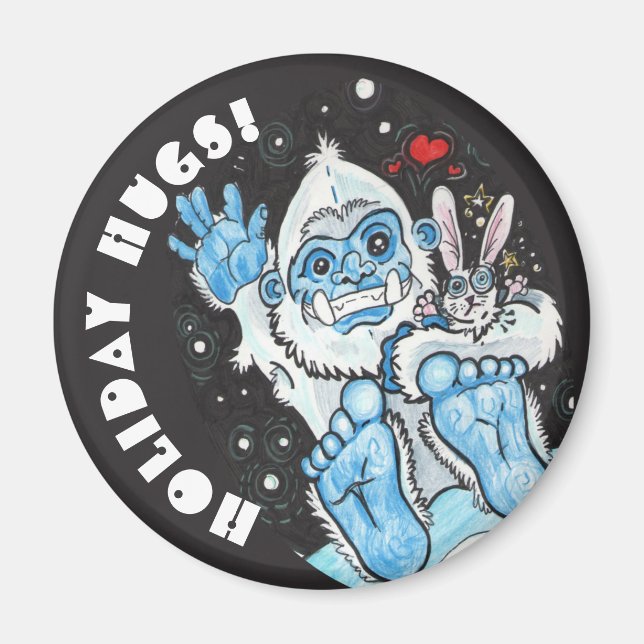 Holiday Hugs Yeti! Magnet (Front)