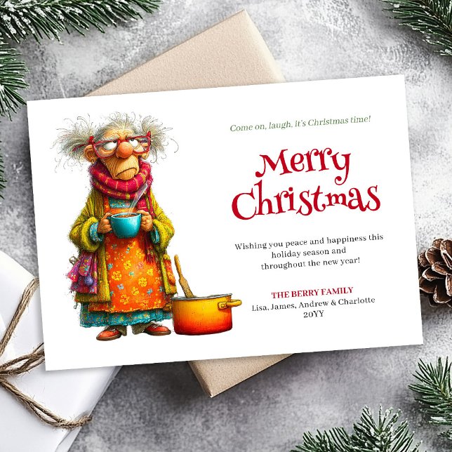 Holiday Humor Woman Custom Printable Greeting Card (Holiday Humor Woman Custom Printable Greeting)