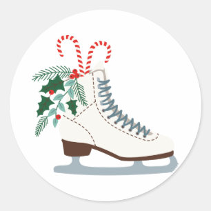 Holiday Ice Skate Classic Round Sticker
