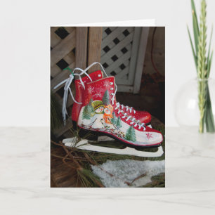 Holiday Iceskates with Snowman Design Card
