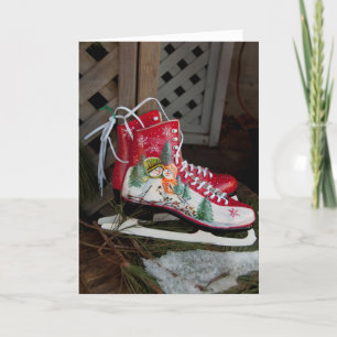 Holiday Iceskates with Snowman Design Card