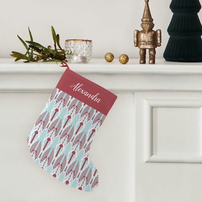 Holiday Ikat Pattern Personalised Small Christmas Stocking (Creator Uploaded)