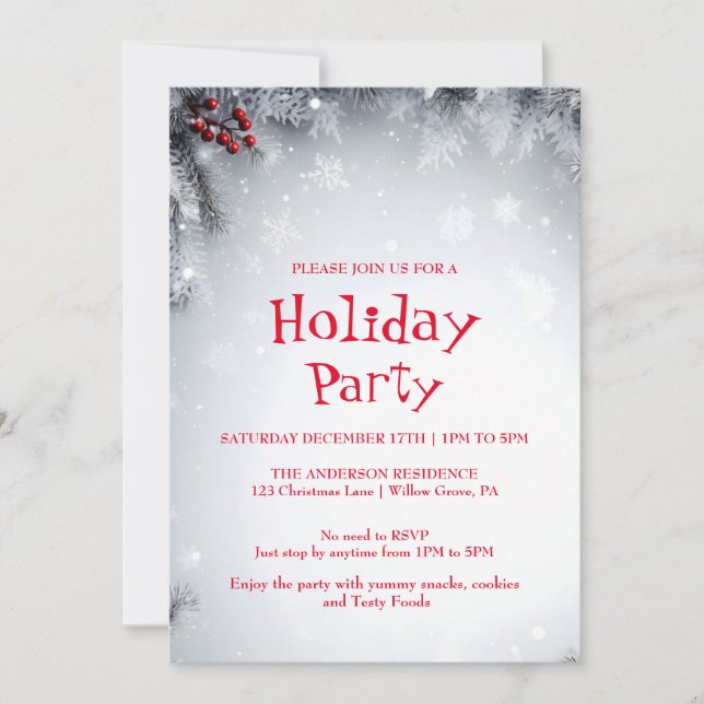 Holiday Invitation with Christmas Ornaments (Front)