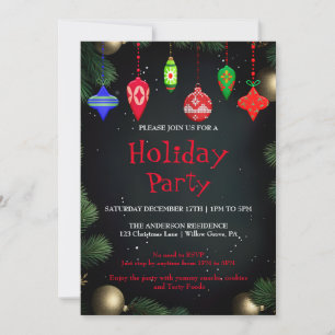 Holiday Invitation with Christmas Ornaments
