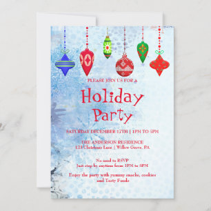 Holiday Invitation with Christmas Ornaments