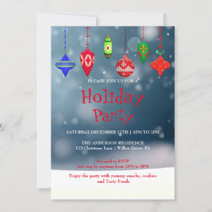 Holiday Invitation with Christmas Ornaments