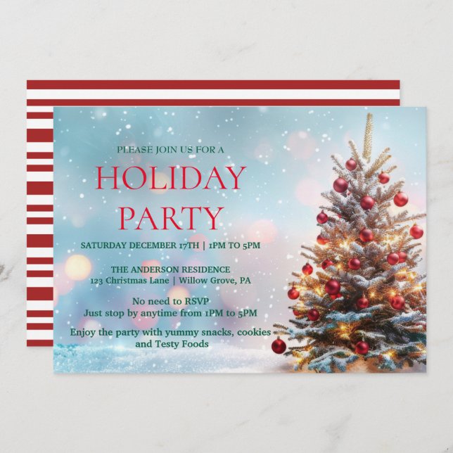 Holiday Invitation with Christmas Ornaments (Front/Back)