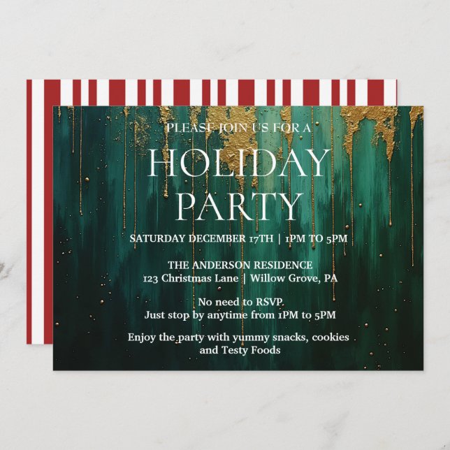Holiday Invitation with Christmas Ornaments (Front/Back)