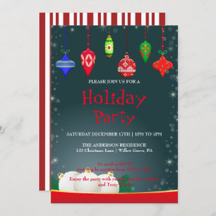 Holiday Invitation with Christmas Ornaments