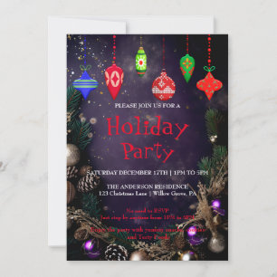 Holiday Invitation with Christmas Ornaments