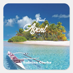 Holiday island custom name square sticker