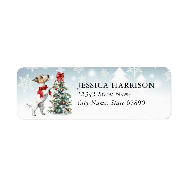Holiday Jack Russel Terrier Return Address Labels (Front)