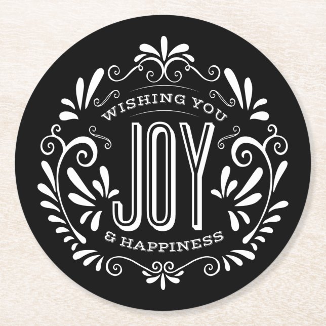 HOLIDAY JOY CHALKBOARD STYLE COASTERS (Front)