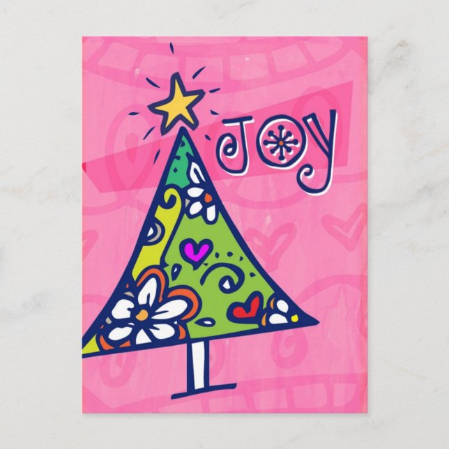 Holiday Joy Christmas Tree Postcard (Front)