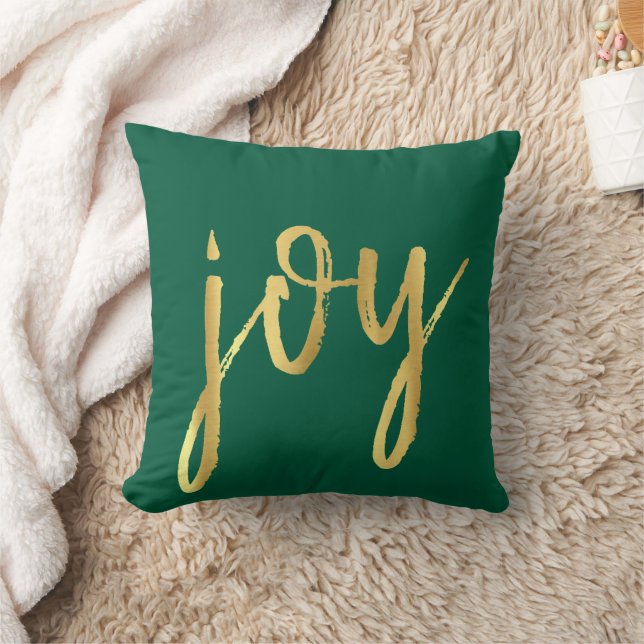 Holiday Joy | Classic Gold Marker Script on Green Cushion (Blanket)