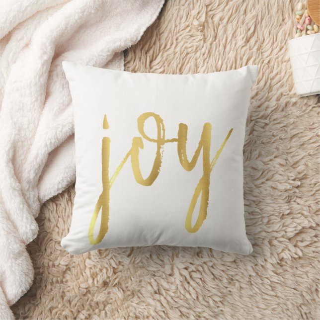 Holiday Joy | Classic Gold Marker Script on White Cushion (Blanket)