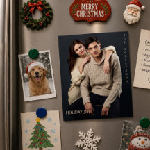 Holiday Joy Modern Elegant Magnetic Photo Holiday 