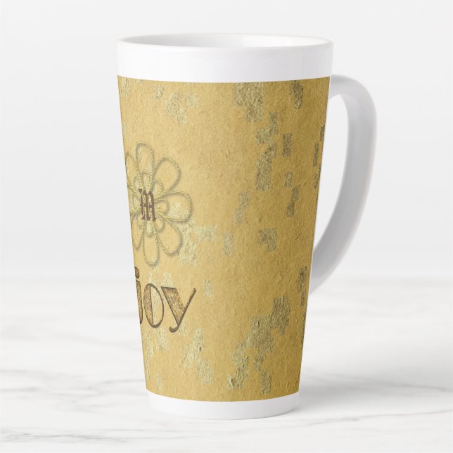 Holiday Joy Monogrammed Latte Mug (Right Angle)