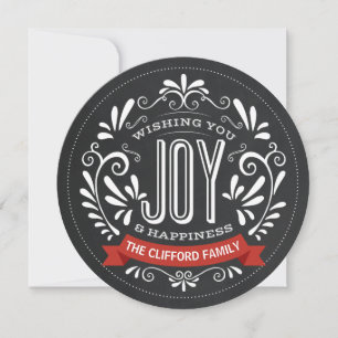 HOLIDAY JOY ROUND CHALKBOARD PHOTO CARD