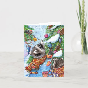 Holiday Joy Tree Decoration Thank You Card