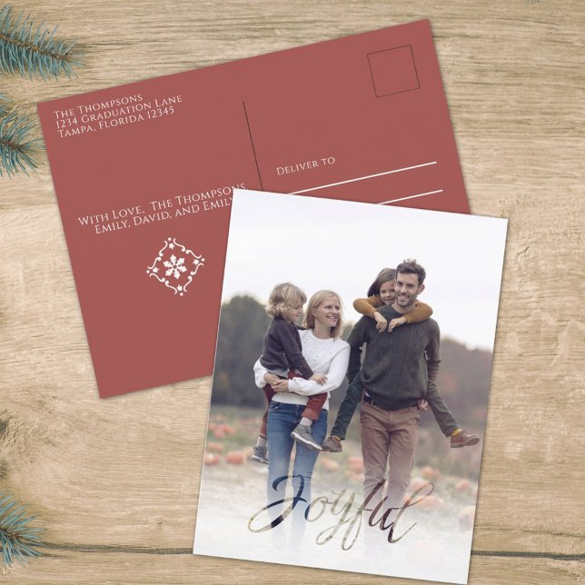 Holiday Joyful Elegant Red Snowflake Budget Postcard (Creator Uploaded)