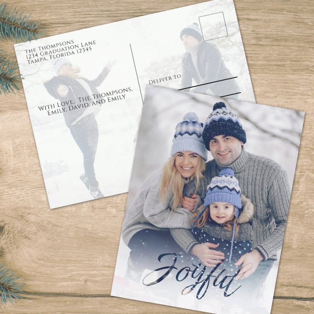 Holiday Joyful Navy Blue Snowflake Winter 2 Photo (Creator Uploaded)