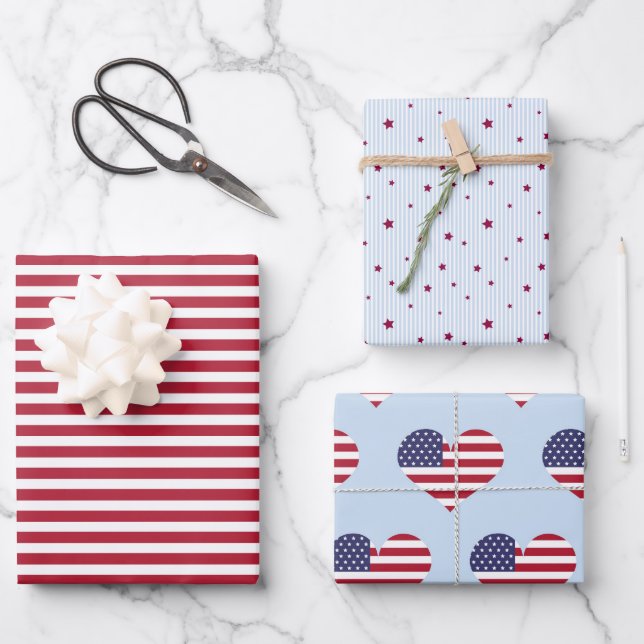 Holiday July 4th Wrapping Paper (3 sheets) (Front)