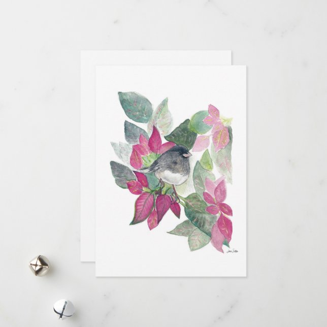 Holiday Junco Bird Art (Front/Back In Situ)