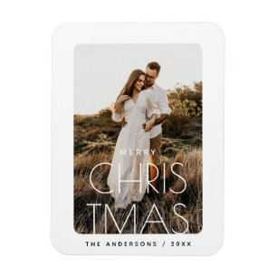 Holiday Keepsake Minimalist Christmas Photo Magnet