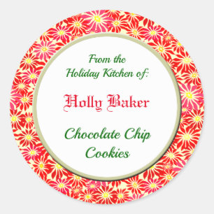 Holiday Kitchen of Red Poinsettia Baking Sticker