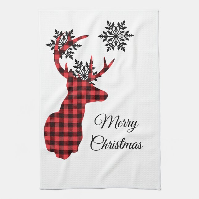 Holiday Kitchen Towel-Deer Tea Towel (Vertical)