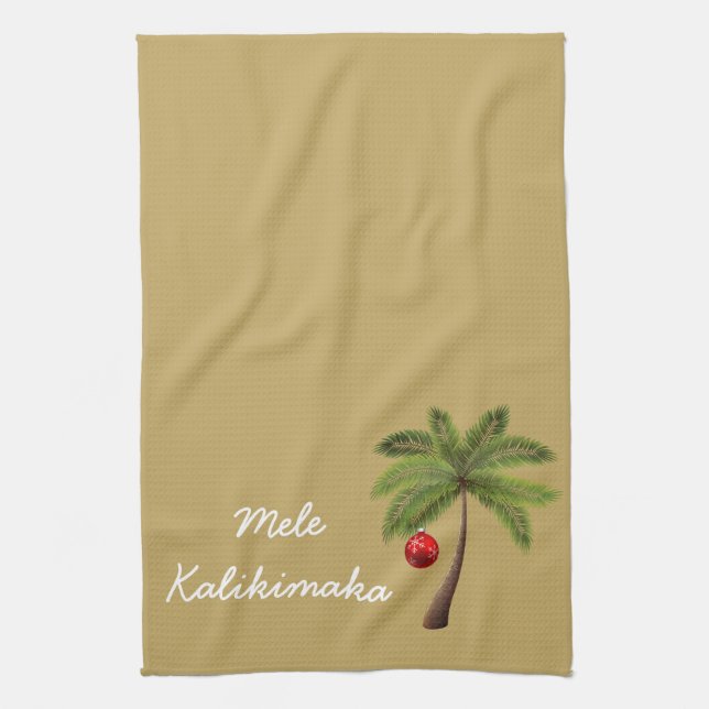 Holiday Kitchen Towel-Mele Kalikimaka Tea Towel (Vertical)