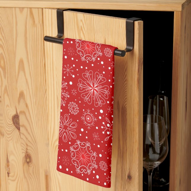Holiday Kitchen Towel-Snowflakes Kitchen Towel (Thirds Fold)