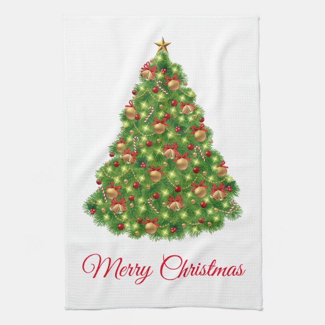 Holiday Kitchen Towel-Tree Tea Towel (Vertical)