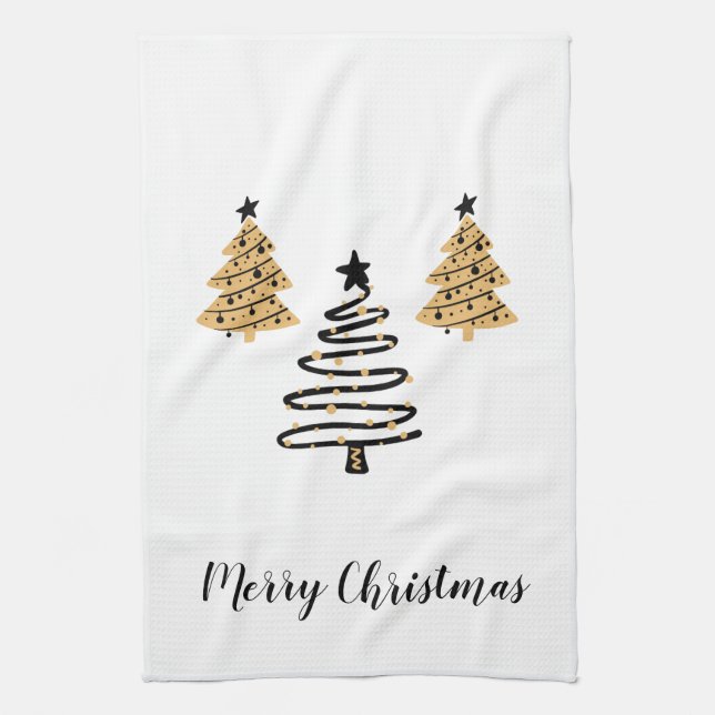 Holiday Kitchen Towel-Trees Tea Towel (Vertical)