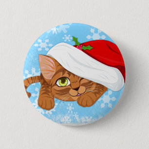 Holiday Kitten 6 Cm Round Badge