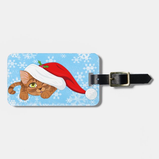 Holiday Kitten Luggage Tag (Front Horizontal)