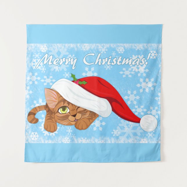 Holiday Kitten Tapestry (Front)