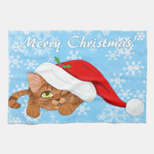 Holiday Kitten Tea Towel