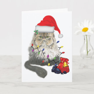 Holiday Kitty ~ 5" x 7" Folded Greeting Card
